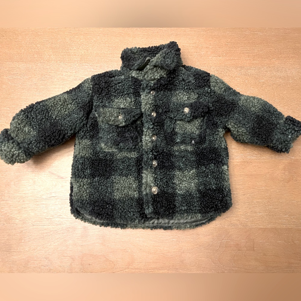 Volcom Kids Green and Black Sherpa Jacket
